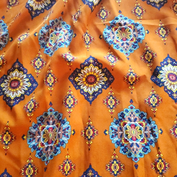 Shein Vcay Orange Patterned Cut Out Dress With Adjustable Straps - Picture 8 of 10